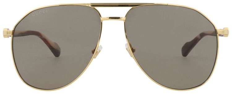 Gucci Aviator Frame Metal Sunglasses Gold Brown