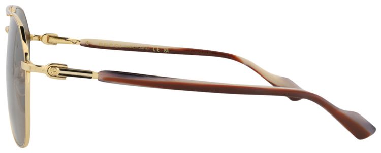 Gucci Aviator Frame Metal Sunglasses Gold Brown