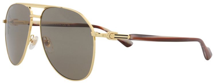 Gucci Aviator Frame Metal Sunglasses Gold Brown