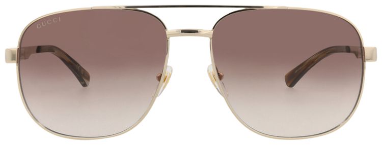 Gucci Aviator Frame Metal Sunglasses Gold Brown