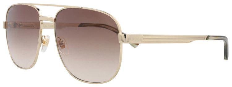 Gucci Aviator Frame Metal Sunglasses Gold Brown