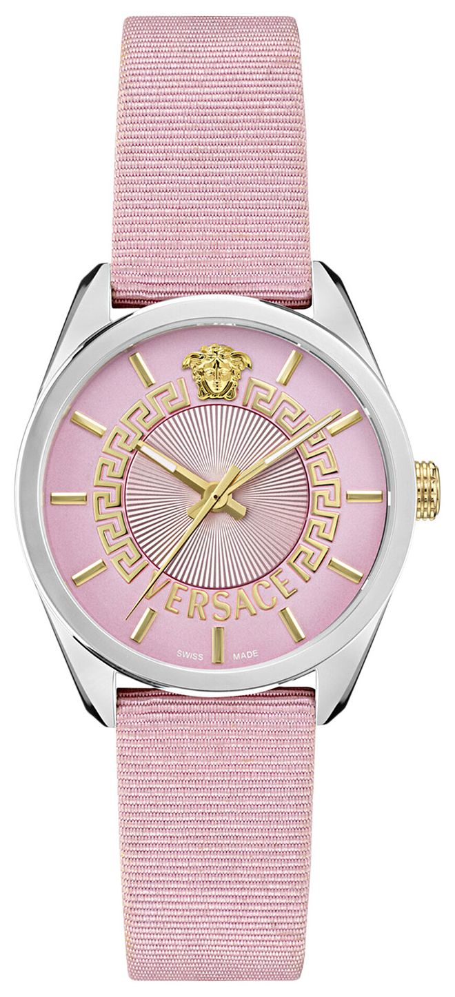 Versace New V Circle Grosgrain Watch Stainless Steel