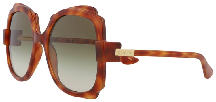 Gucci Round Frame Injection Sunglasses Havana Brown