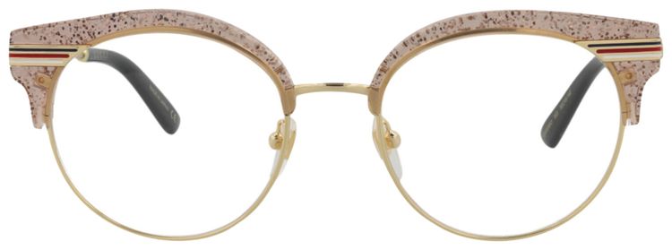 Gucci Round Frame Metal Optical Frames Nude Gold Transparent
