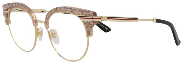Gucci Round Frame Metal Optical Frames Nude Gold Transparent