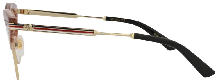 Gucci Round Frame Metal Optical Frames Nude Gold Transparent