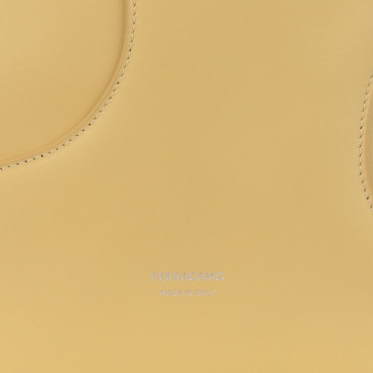 Ferragamo Debossed Cut Out Hobo Bag Light Yellow