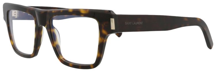 Saint Laurent Square Frame Acetate Optical Frames Havana Transparent