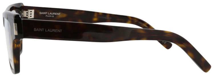 Saint Laurent Square Frame Acetate Optical Frames Havana Transparent