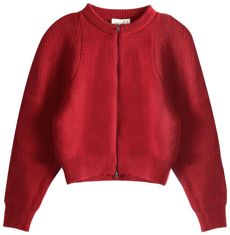 Amomento Cut Out Rounded Cardigan Red
