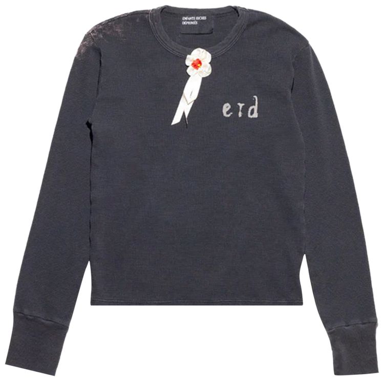 Enfants Riches Deprimes Baby Girl Thermal Long Sleeve T Shirt Antique Black