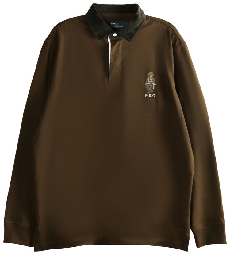 Polo Ralph Lauren Long Sleeve Novelty Bear Rugby Shirt Branch Brown