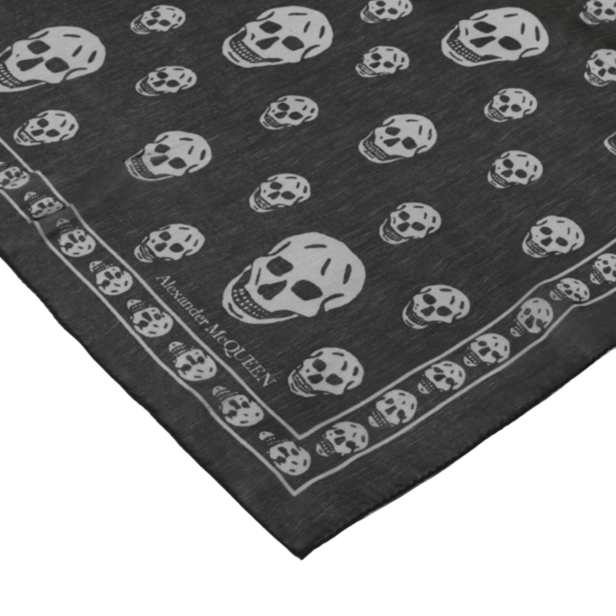 Buy Alexander McQueen Skull Print Silk Scarf 'Black Ivory
