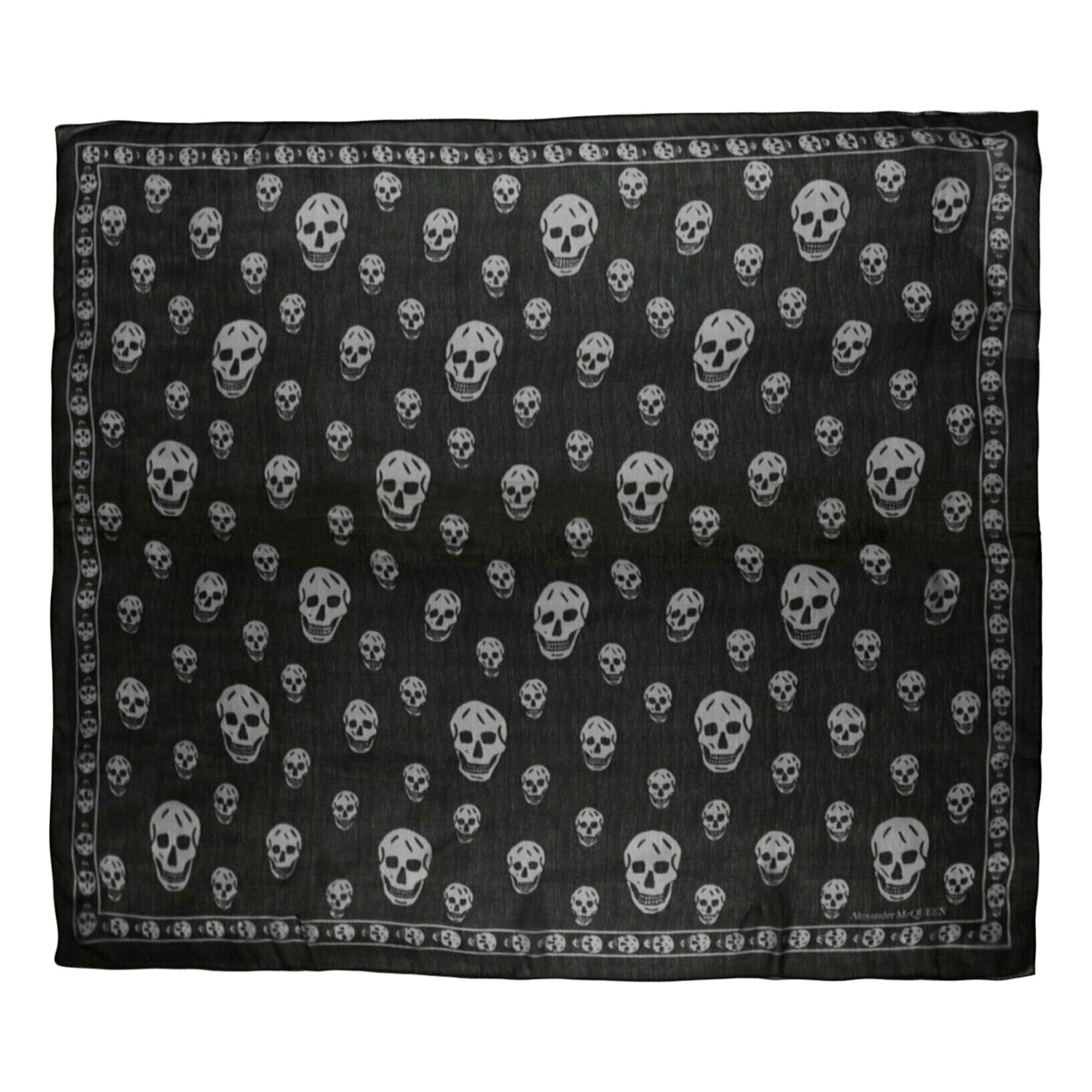 Buy Alexander McQueen Skull Print Silk Scarf 'Black Ivory