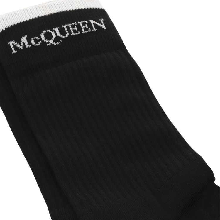 Alexander McQueen Foldover Signature Knit Socks Black White