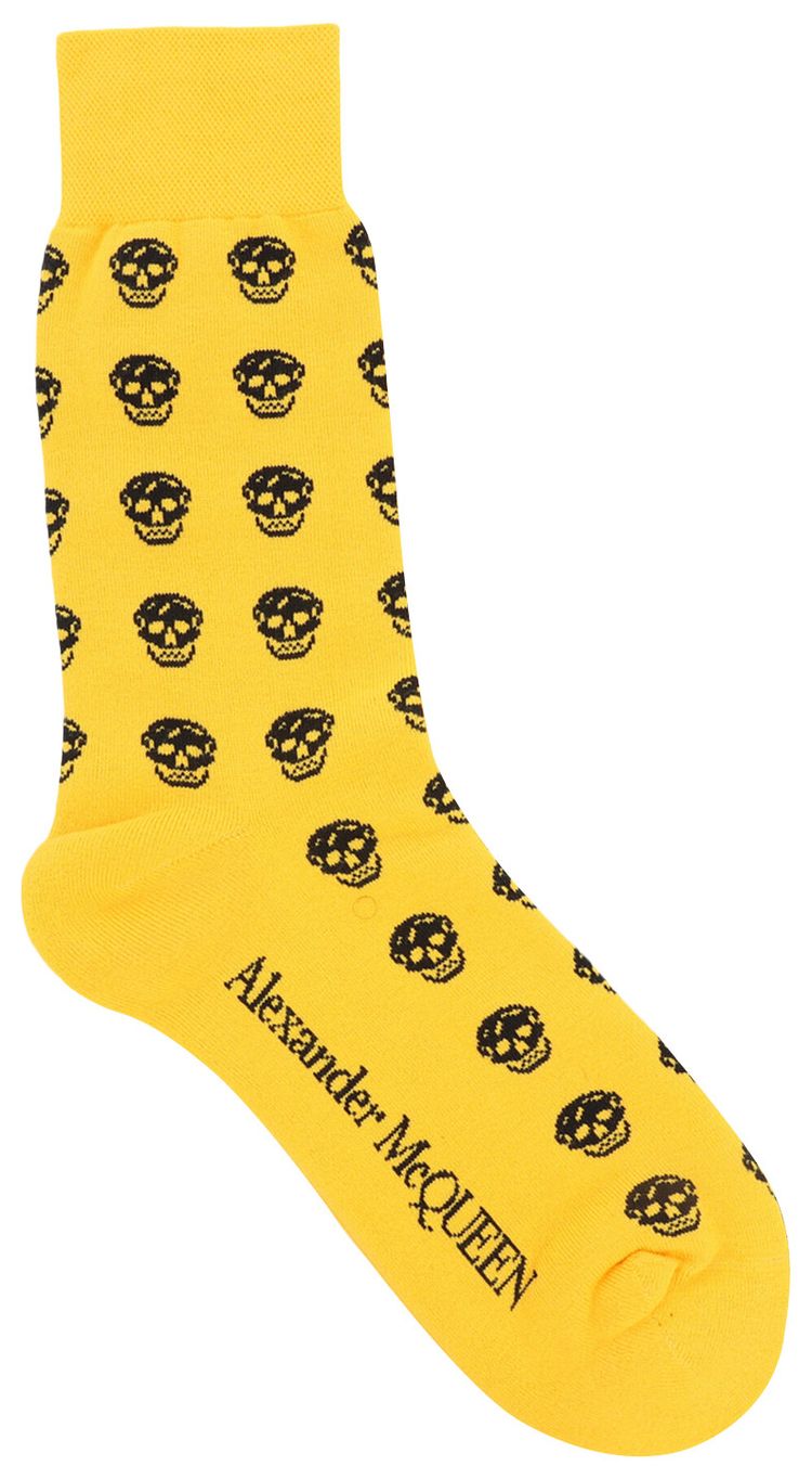 Alexander McQueen Skull Logo Socks Yellow Black