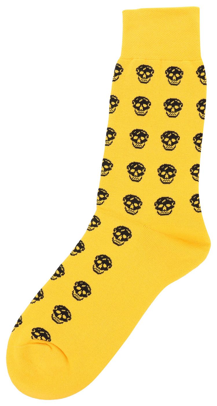Alexander McQueen Skull Logo Socks Yellow Black
