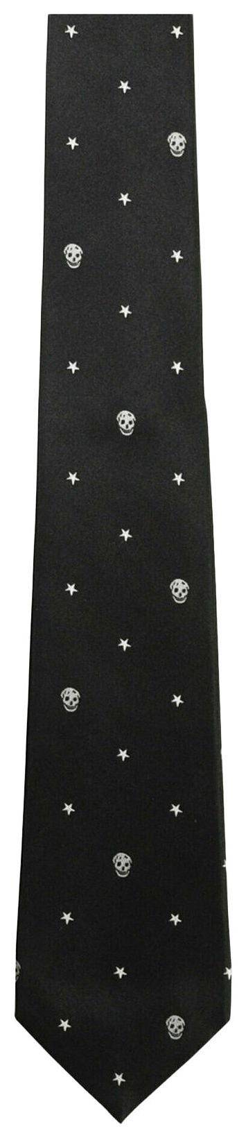 Alexander McQueen Stars And Skulls Silk Tie Black Ivory