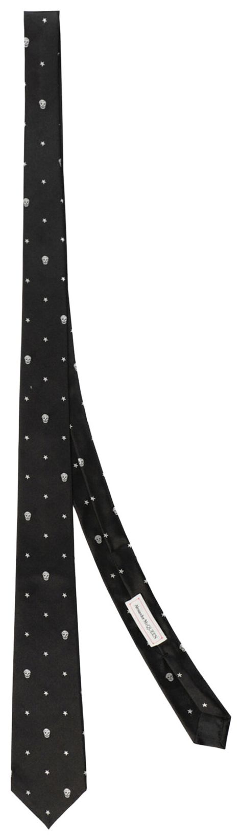 Alexander McQueen Stars And Skulls Silk Tie Black Ivory