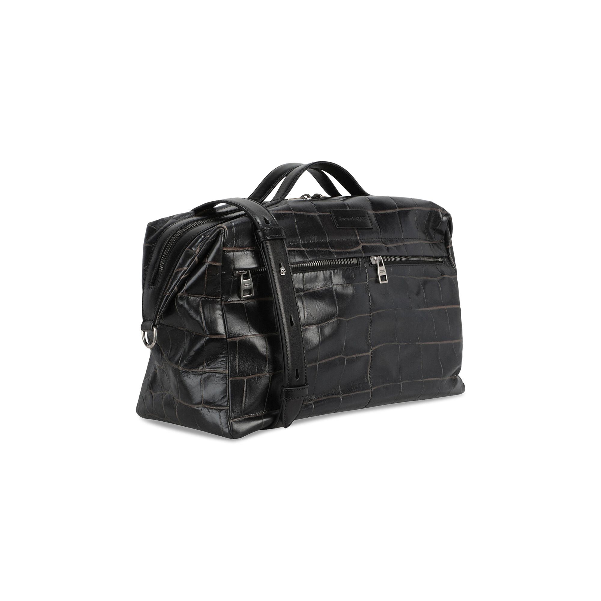 Buy Alexander McQueen Croc Embossed Duffle Bag 'Black' - 630705