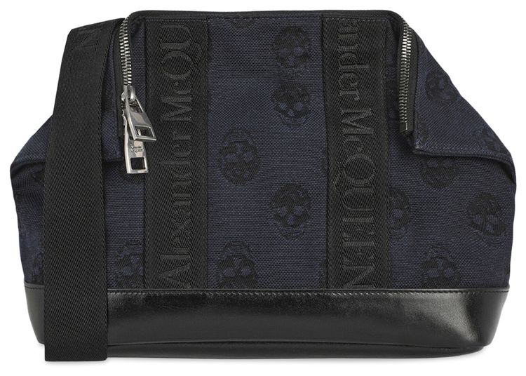 Alexander McQueen Skull Print Shoulder Bag Blue Black