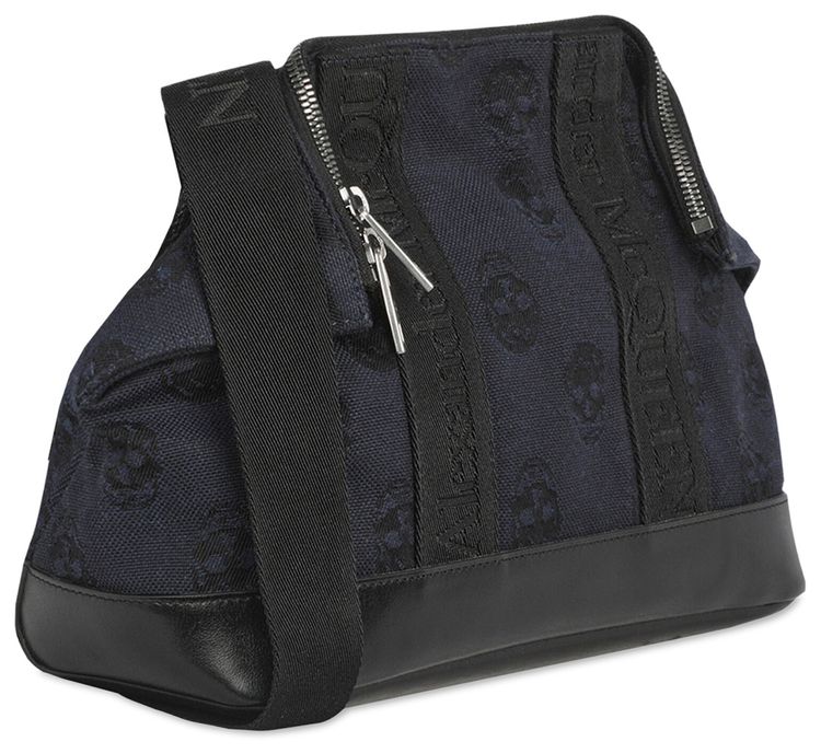 Alexander McQueen Skull Print Shoulder Bag Blue Black