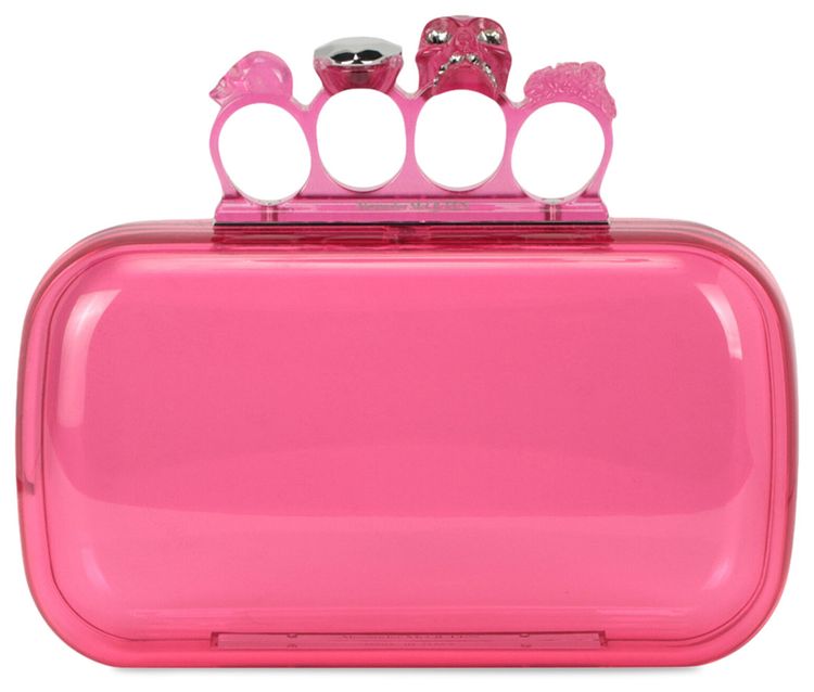 Alexander McQueen Skull Four Ring Clutch Pink