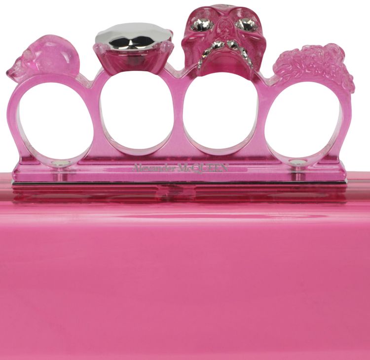 Alexander McQueen Skull Four Ring Clutch Pink
