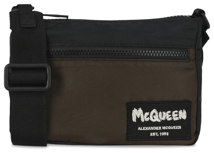 Alexander McQueen Logo Patch Crossbody Phone Bag Black