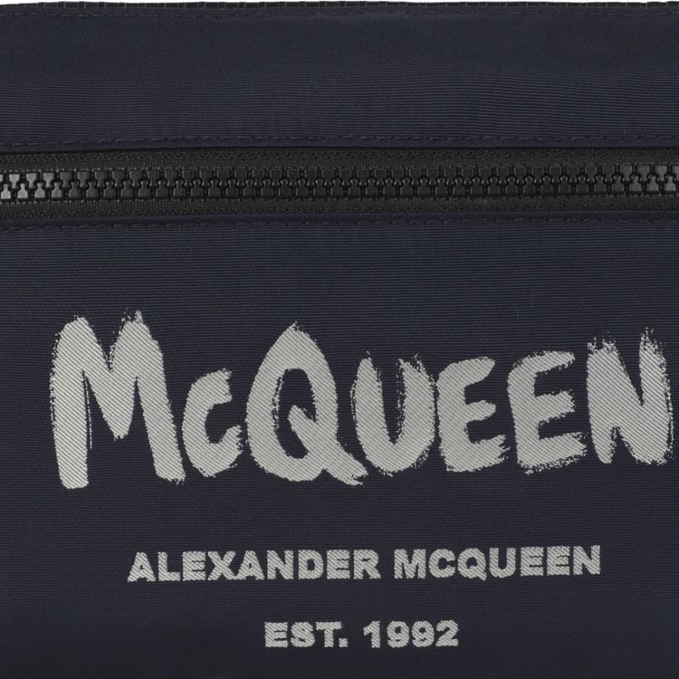 Alexander McQueen Graffiti Logo Crossbody Phone Bag Navy White