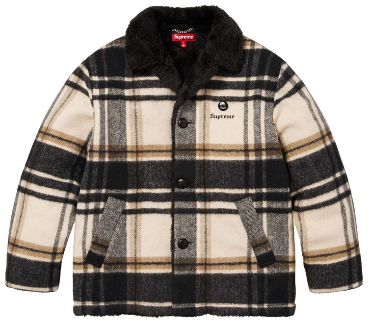 Supreme Plaid Car Coat Cream