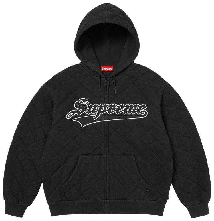 Supreme Quilted Zip Up Hooded Sweatshirt