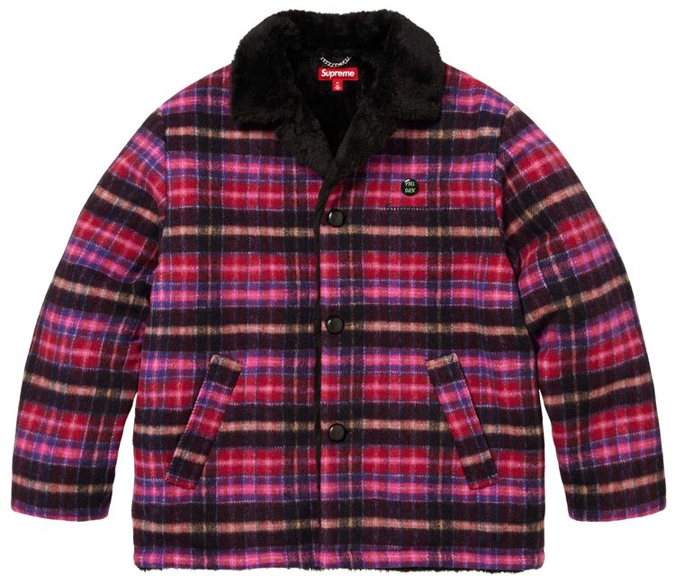Supreme Plaid Car Coat Pink