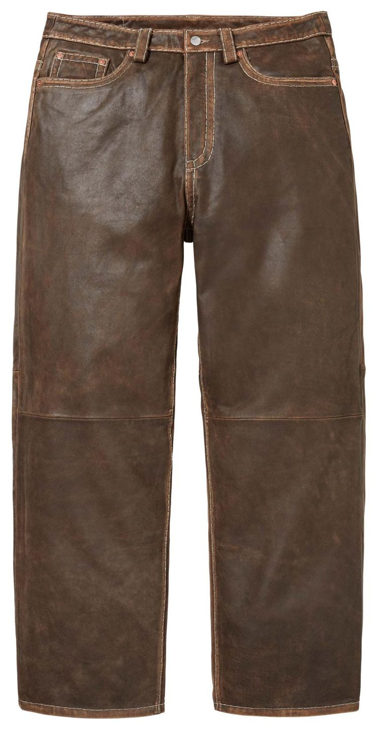Supreme x True Religion Loose Fit Leather Pant Brown