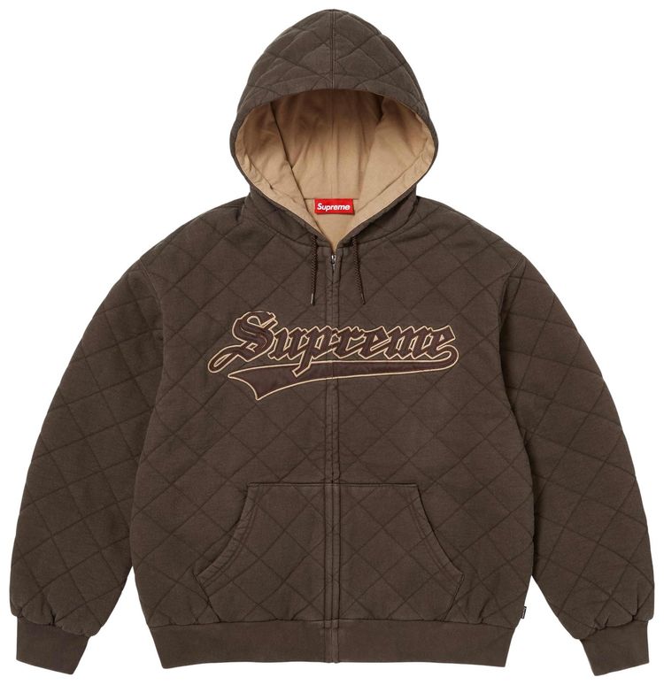 Buy Supreme Quilted Zip Up Hooded Sweatshirt 