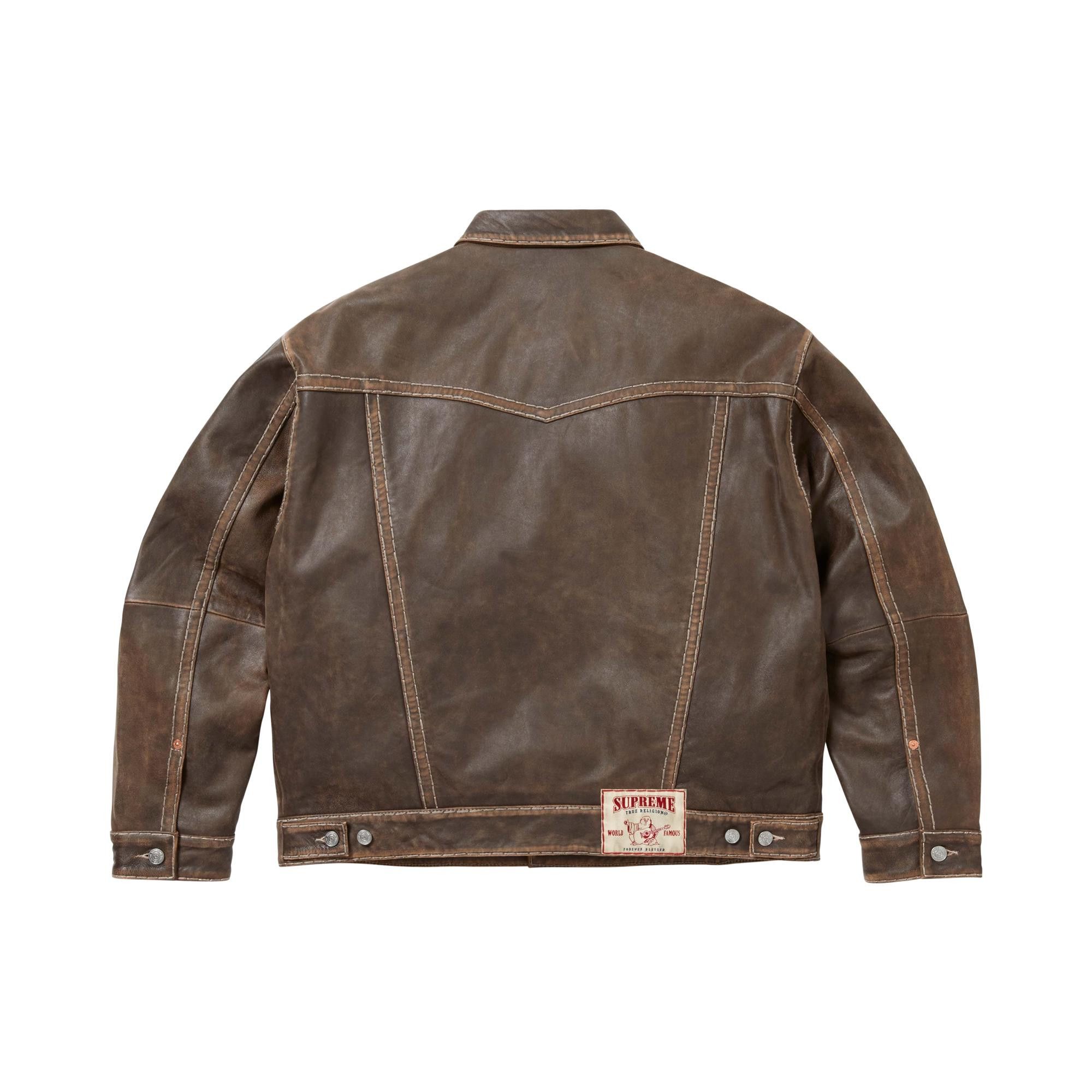 Buy Supreme x True Religion Leather Trucker Jacket 'Brown
