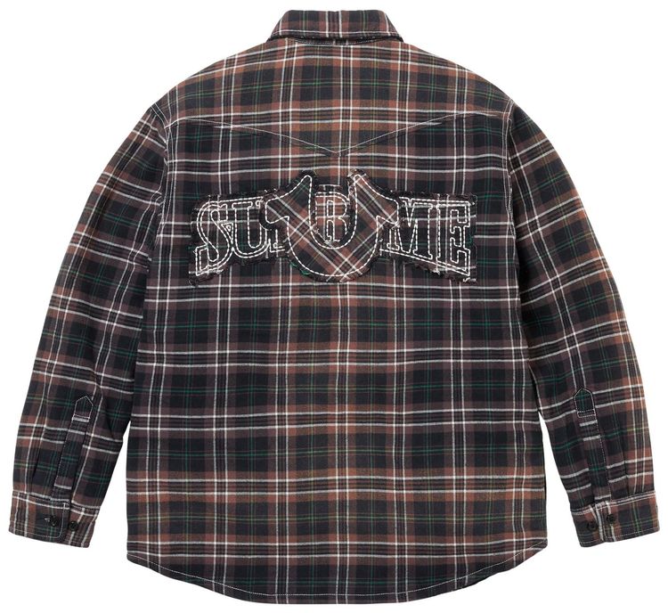 Supreme x True Religion Quilted Lined Plaid Flannel Shirt Black