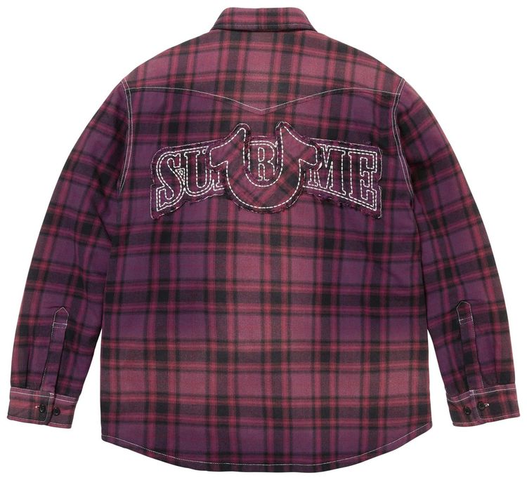 Supreme x True Religion Quilted Lined Plaid Flannel Shirt Purple