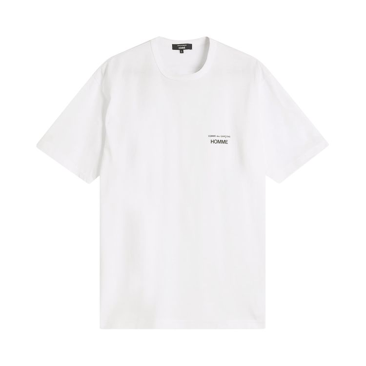 Comme des Garcons Homme Cotton Jersey Print Logo T Shirt White