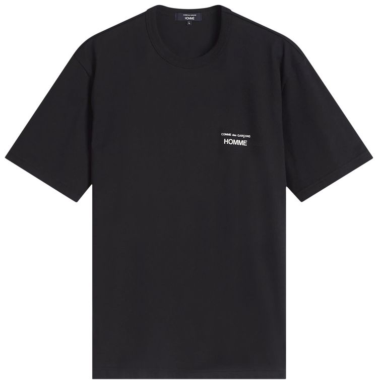 Comme des Garcons Homme Cotton Jersey Print Logo T Shirt Black