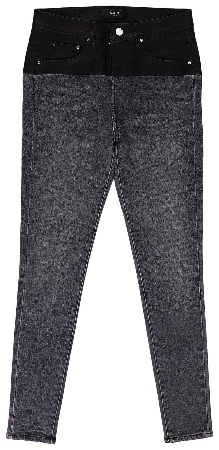 Amiri Leather Skinny Jeans Aged BlackBlack