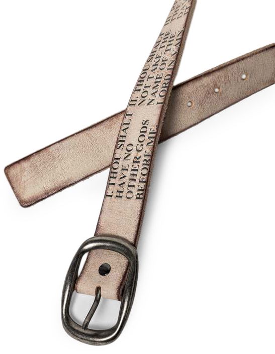 Basketcase Gallery 10 Commandments Belt Vintage White