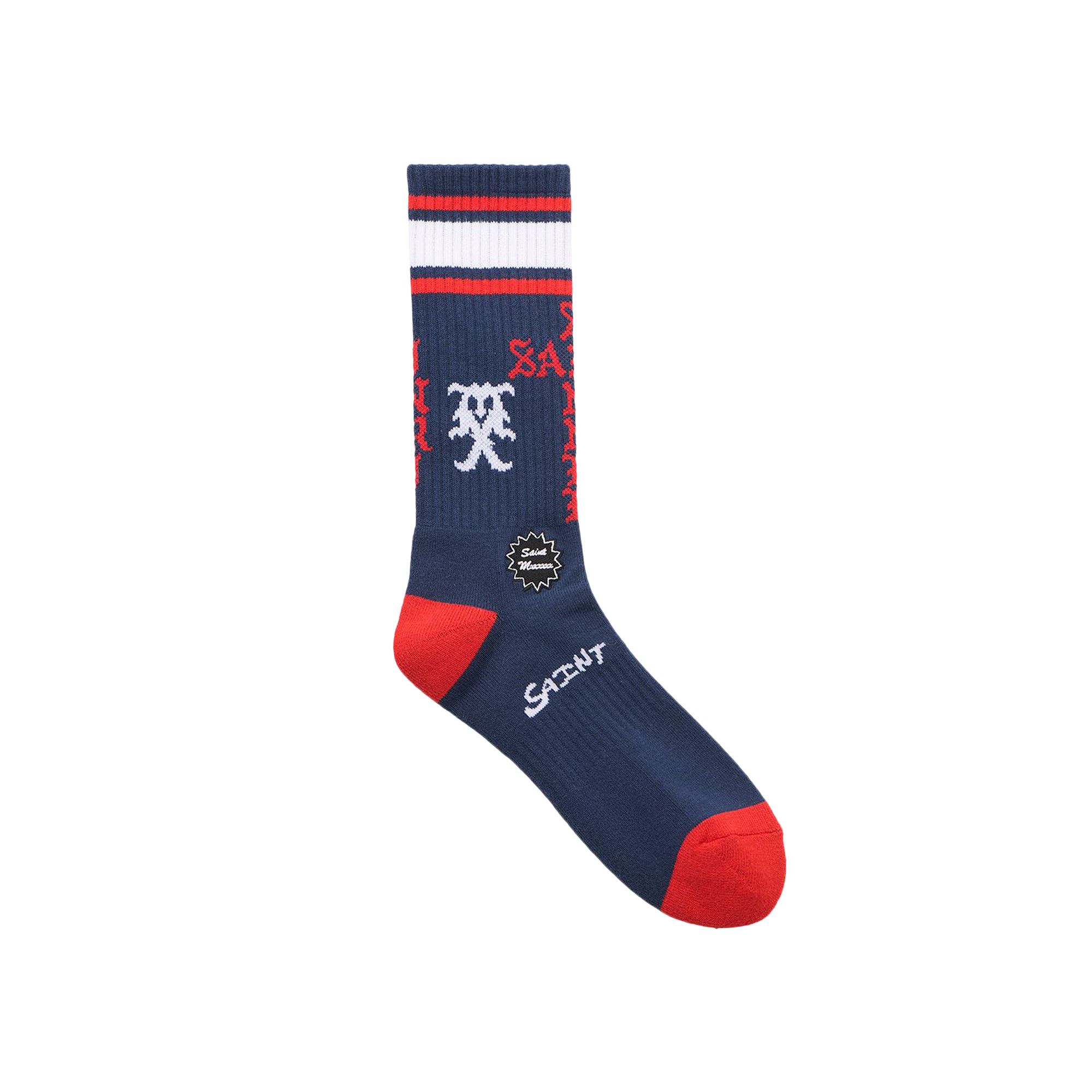Buy SAINT Mxxxxxx Sinner Socks 'Blue/Red' - SM HR1 0000 114 | GOAT