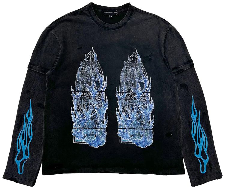 Who Decides War Flame Glass Double T Shirt Coal