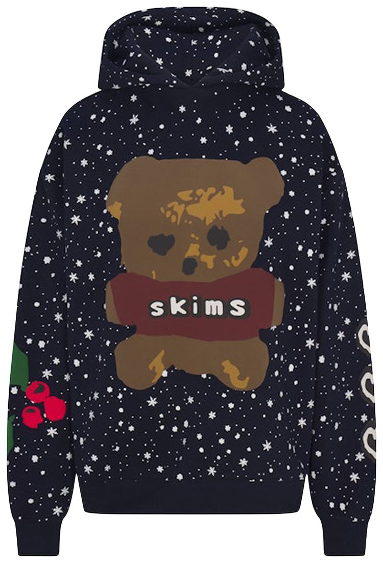 SKIMS x Cactus Plant Flea Market Cotton Fleece Oversized Hoodie Navy Dove Snow Print