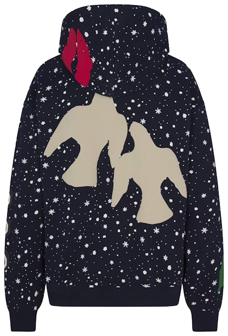 SKIMS x Cactus Plant Flea Market Cotton Fleece Oversized Hoodie Navy Dove Snow Print