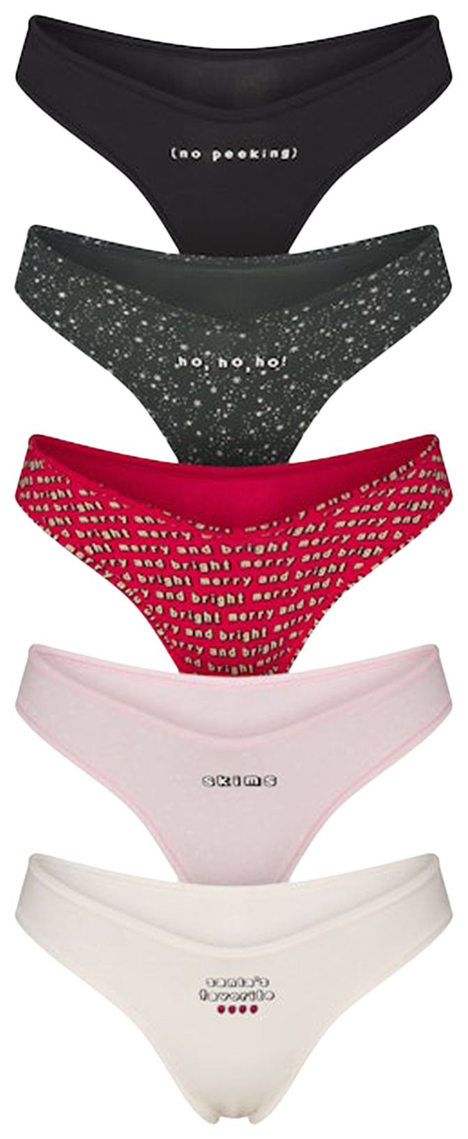 SKIMS x Cactus Plant Flea Market Cotton Jersey Dipped Thong 5 Pack Santas Favorite Multicolor
