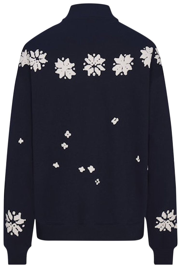 SKIMS x Cactus Plant Flea Market Cotton Fleece Oversized Quarter Zip Navy Ski Club Print