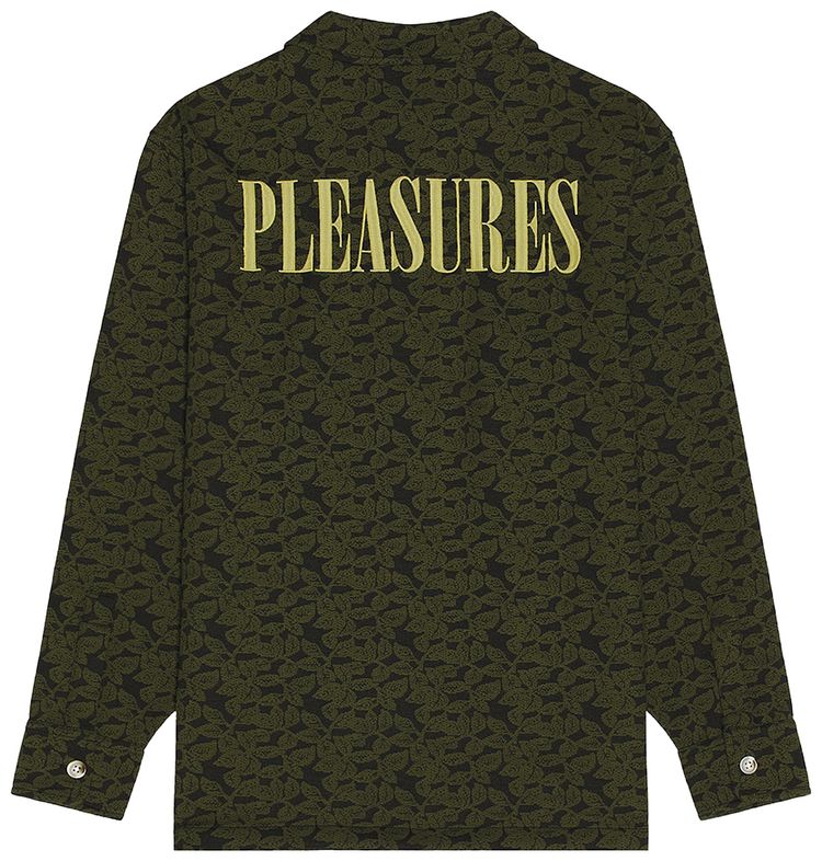 Pleasures Leaf Half Zip Shirt Olive