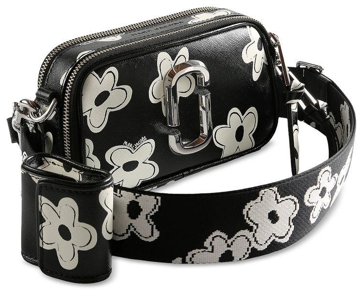Marc Jacobs The Snapshot Daisy Leather Bag BlackWhite